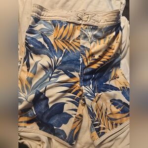 Old Navy Blue and Yellow Tropical Men Shorts